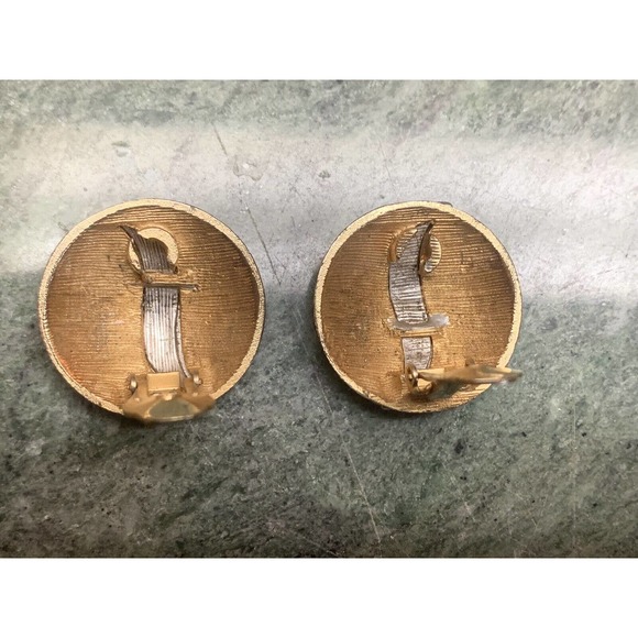 Vintage CARNEGIE deco Style Pave Gold-tone Clip On Earrings - Picture 8 of 16